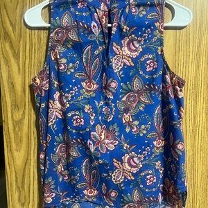 J. Crew Blue Floral Sleeveless Blouse